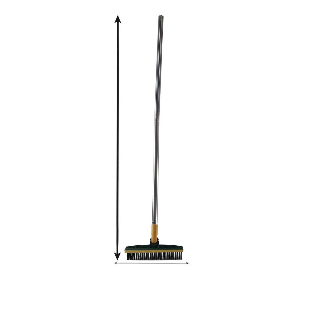 2 In 1 Long Handle Floor Scrubbing Brush With Wiper For Bathroom (1 Pc)