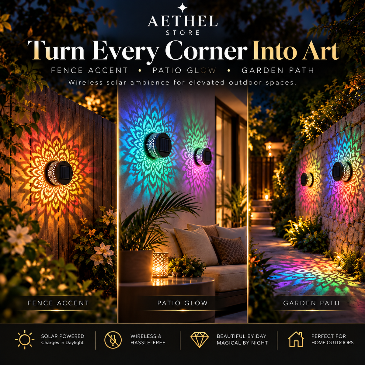 Aethel™ Solar Mandala 7 Color Changing Light