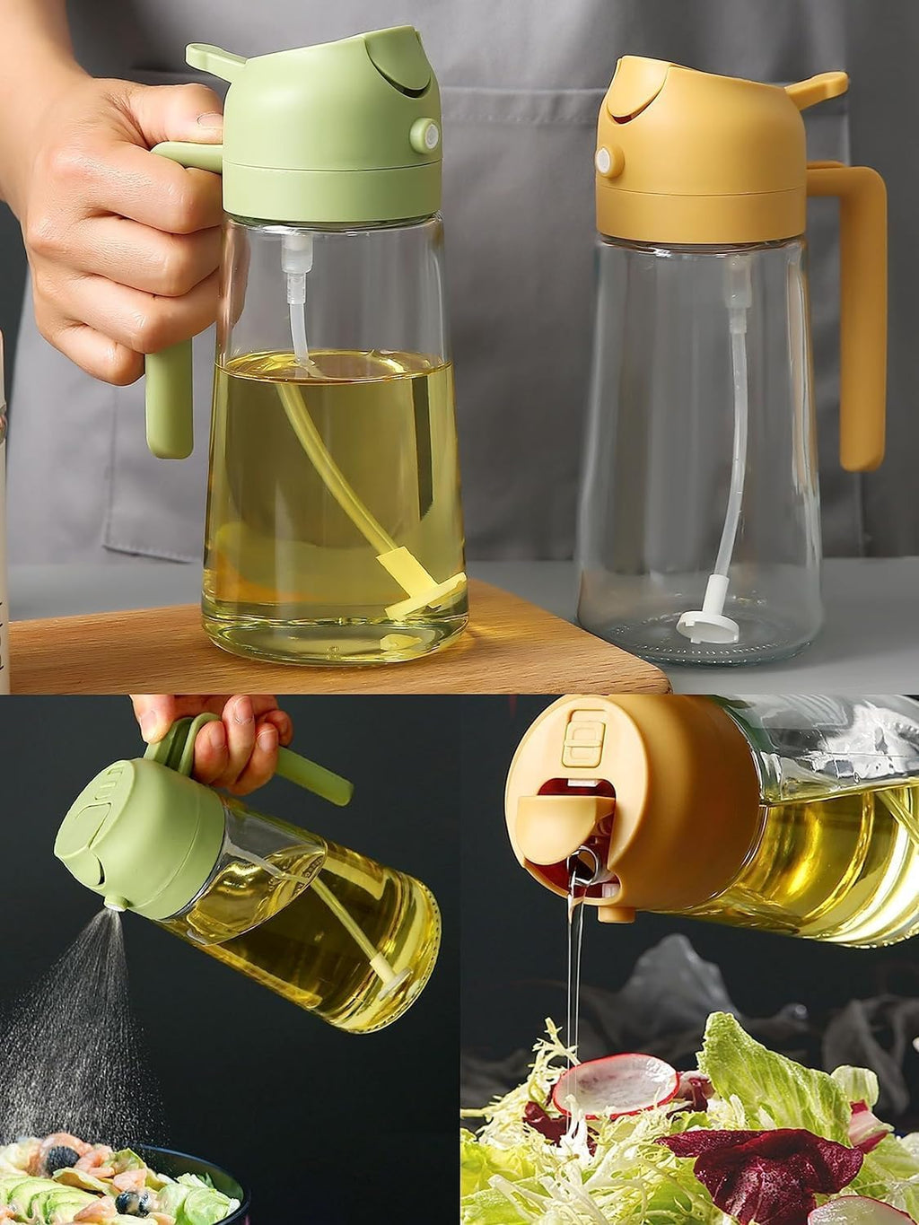 2 In 1 Oil Dispenser & Sprayer Bottle For Kitchen
