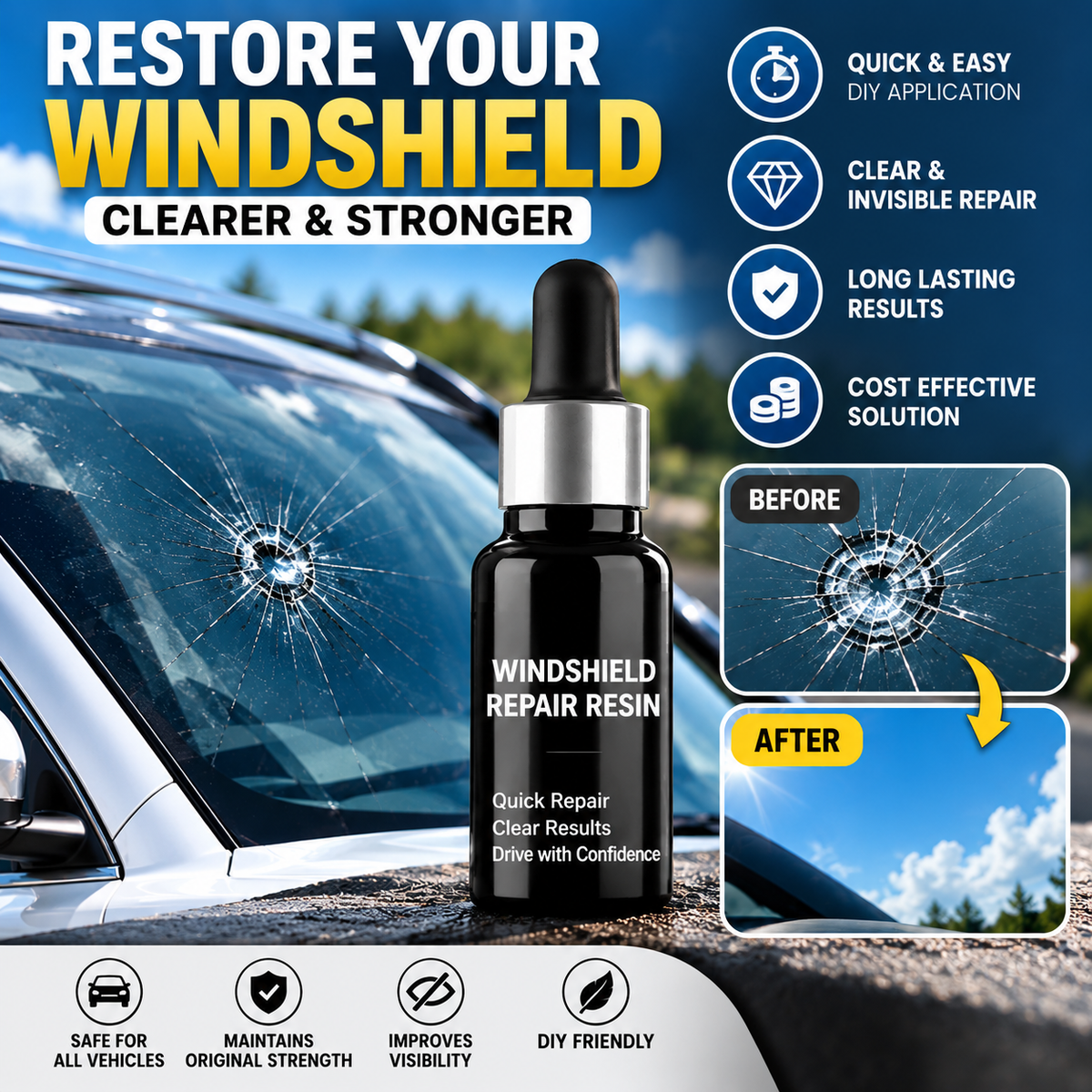 Car Windshield Crack Repair Resin Kit (PACK OF 2)