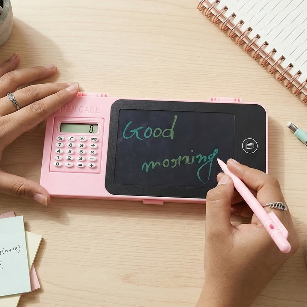 Lcd Writing Tablet Pencil Case With Calculator 1 Pc