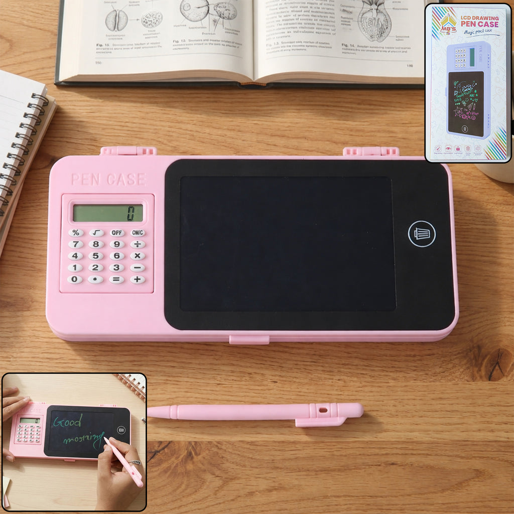 Lcd Writing Tablet Pencil Case With Calculator 1 Pc